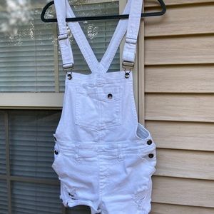 White Overall Shorts Small